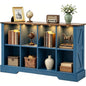8 Cube Storage Organizer, 2-Tier Book Shelf with LED Lights, Farmhouse Wood Display Bookcase Cabinet for Living Room, Bedroom,
