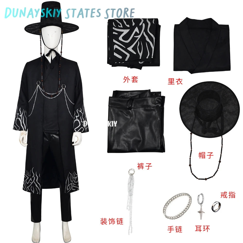 Sajaboys Cosplay Jinu Boy Group Anime Huntrix Movie Kpop Demon Handsome Vest Vampire Goth Punk Long Coat Korea Idol Halloween