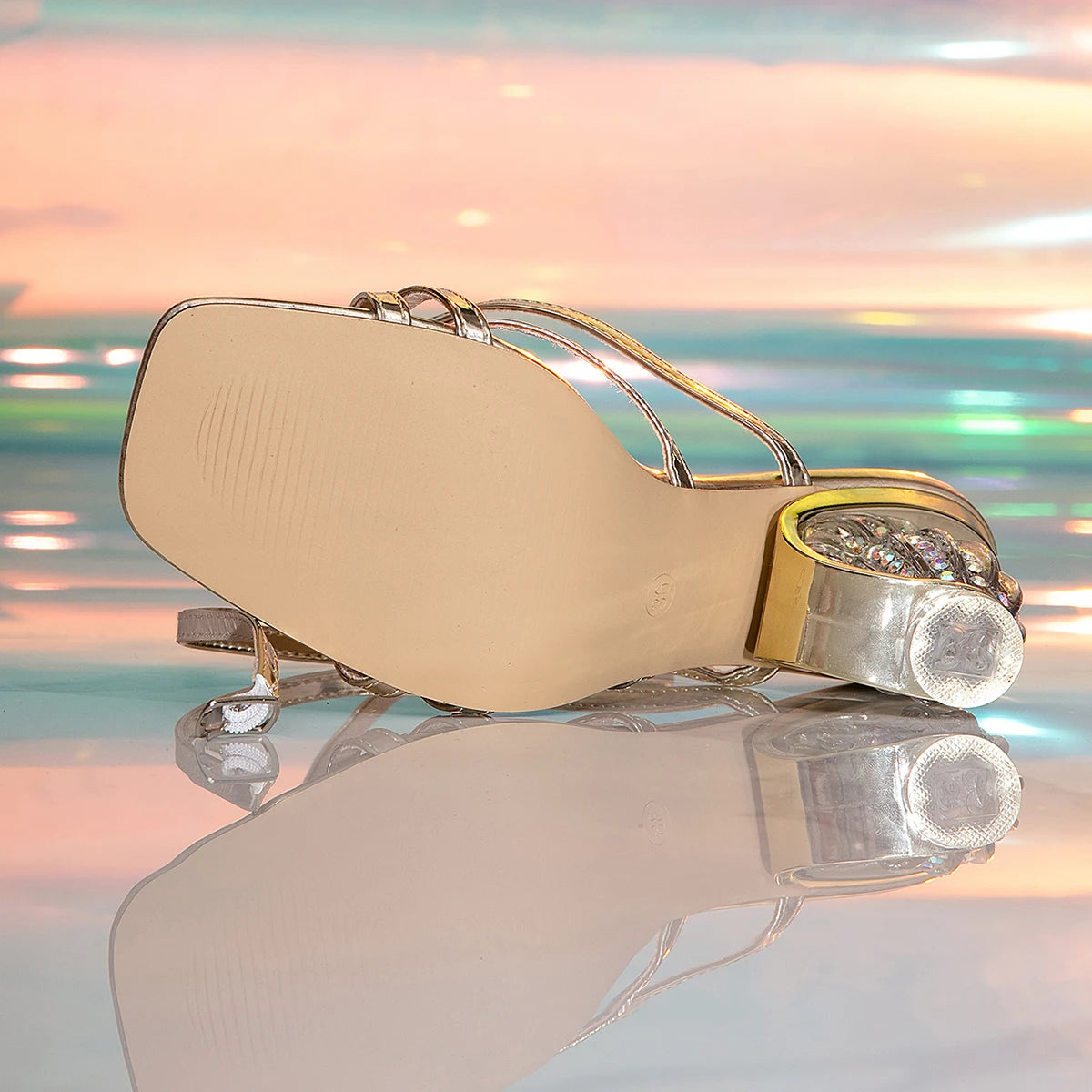 Aneikeh Sexy Strap Rome Sandals Women Transparent Thick Bottom Party Dress High Heels Sandalias Doradas Mujer 2026 Tendencia