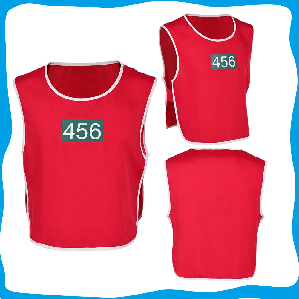 2025 TV Game Of Teuthida Cosplay No 456 Red Vest Halloween Carnival Costume Party Suits Outfit Roleplay Clothing For Men Male