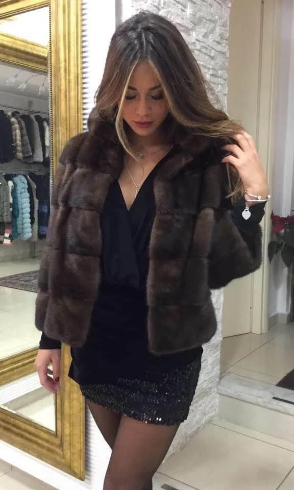 Natural Real Mink Fur Coats for Women, Short Style, Winter Fashion, New,