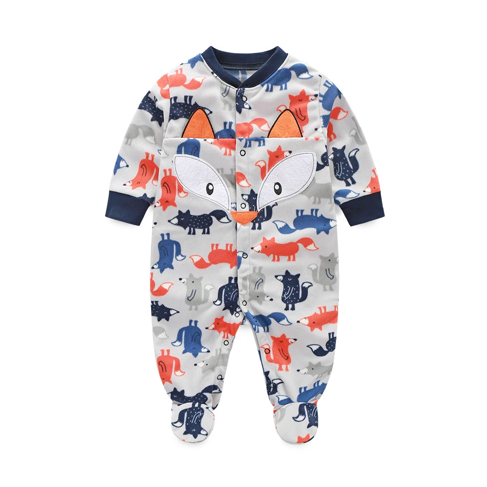 Fleece Baby One-Piece Romper With Footies bodysuits newborn sleepwear girl jumpsuit boy pajamas overalls cotton clothes