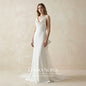 LINDO NOIVA Customized Sexy Satin Mermaid Wedding Dress V Neck Backless Bridal Gown Boho 3D Flower vestido de novia