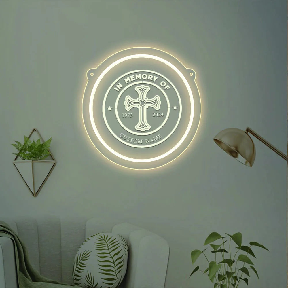 1PC Round Shape Crucifix Personalized Text USB Power Neon Led Sign Acrylic Lamp for Home Decoration Cool Gifts for Wall Hanging
