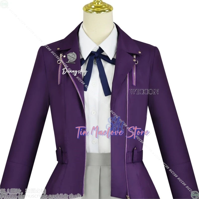 Anime Game The Hundred Cosplay Kirifuji Nozomi Costume Purple Punk Coat Y2k Fashion Jirai Kei Girls Dress JK Uniform Halloween