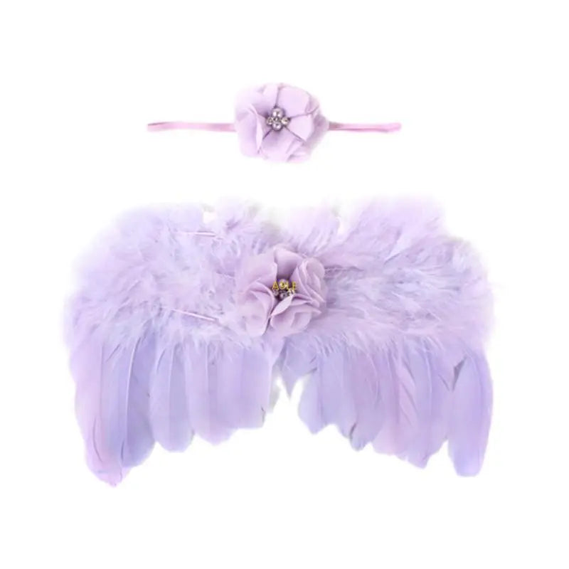 Infant Angel Costume Wing & Headband for Photography Skin Friendly Baby Outfit Newborn Photo Props Clothes 2PCS