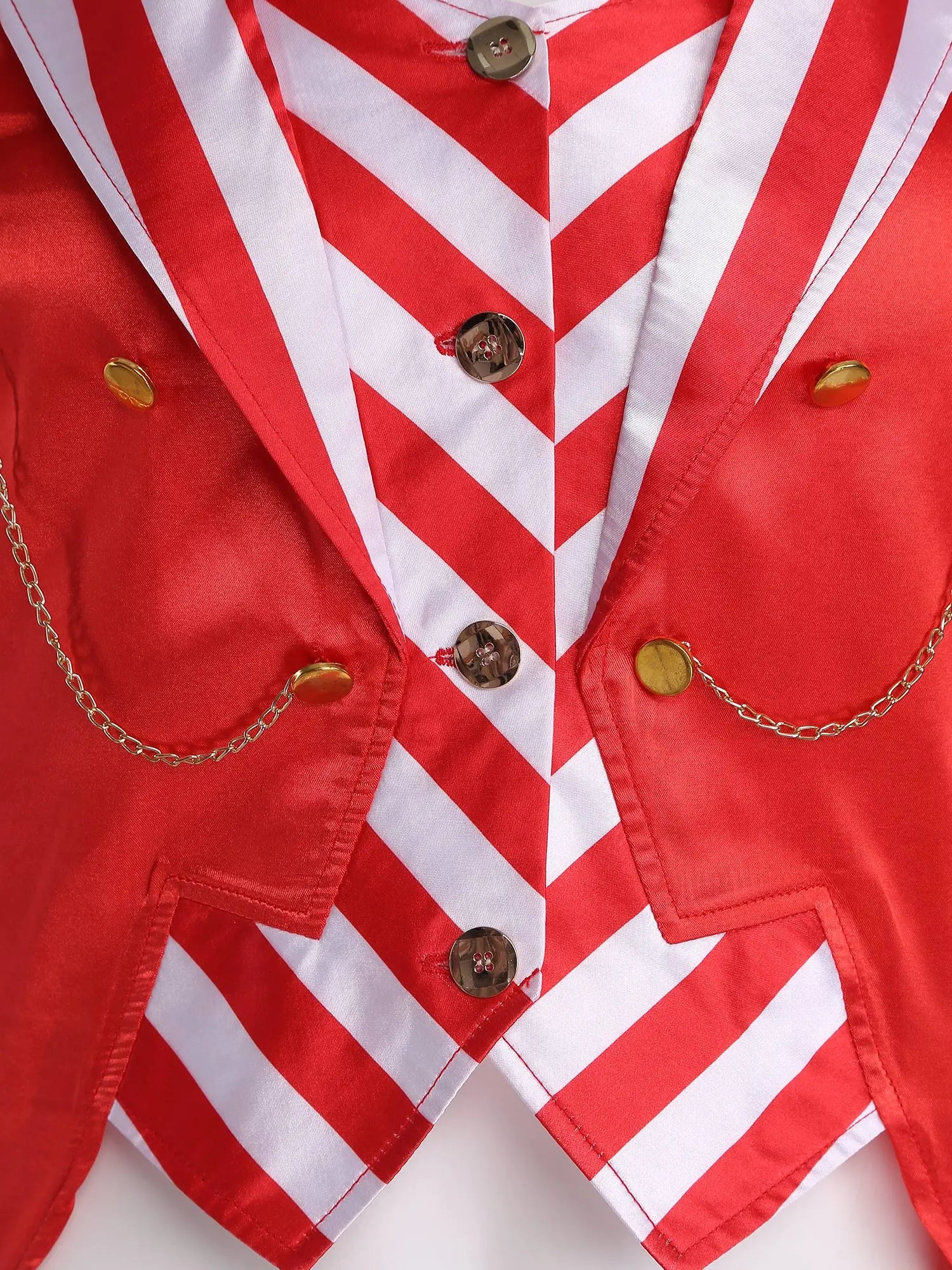 Men Circus Ringmaster Costume Halloween Lion Tamer Tailcoat Lapel Collar Long Sleeves Tassel Epaulets Satin Jacket Tail Coats