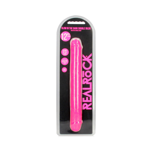 RealRock Glow in the Dark Double Dong 12 in. Dual-Ended Dildo Neon