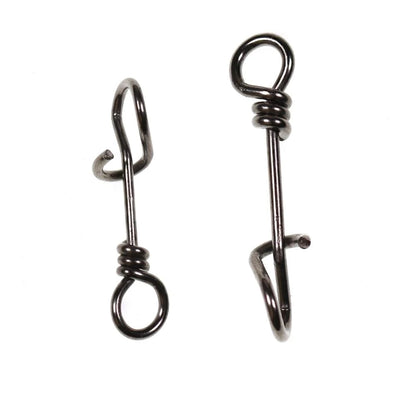 Bimoo 50pcs Stainless Steel Quick Lock Snap Spring Clamp Buckle Streamer Lure Drop Rigs Connector  Saltwater Fishing Accessories