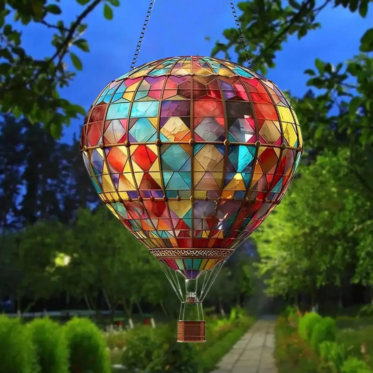 Sun Catcher Outdoor Window Sun Catchers Acrylic Flat Hot Air Balloon Design Lantern Decorative Ornament for Door Bathroom Home