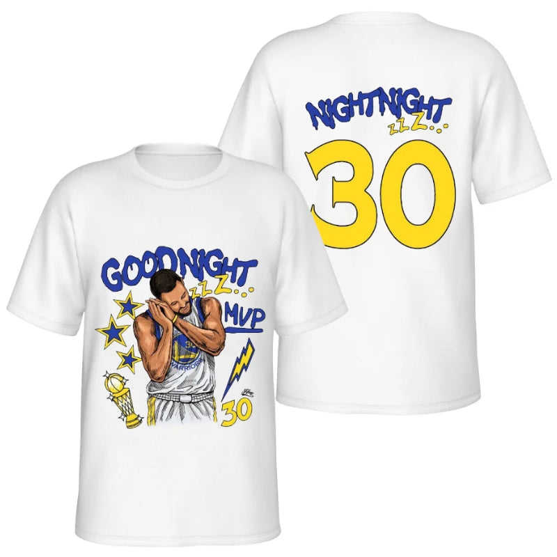 New Stephen Curry good night pattern Y2k Harajuku print high-quality pure cotton men's and women's sports and leisure T-shirt