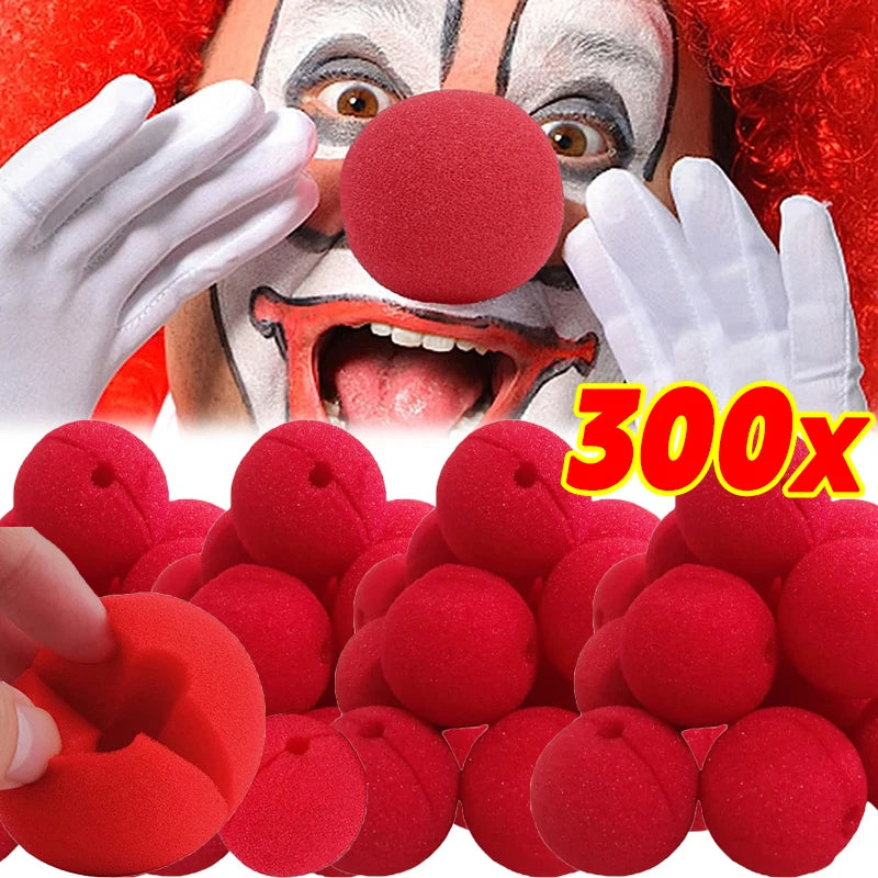 5-300pcs Red Clown Nose DIY Foam Sponge Balls Funny Circus Cosplay Costume Props Performance Party Halloween Holiday Decoration