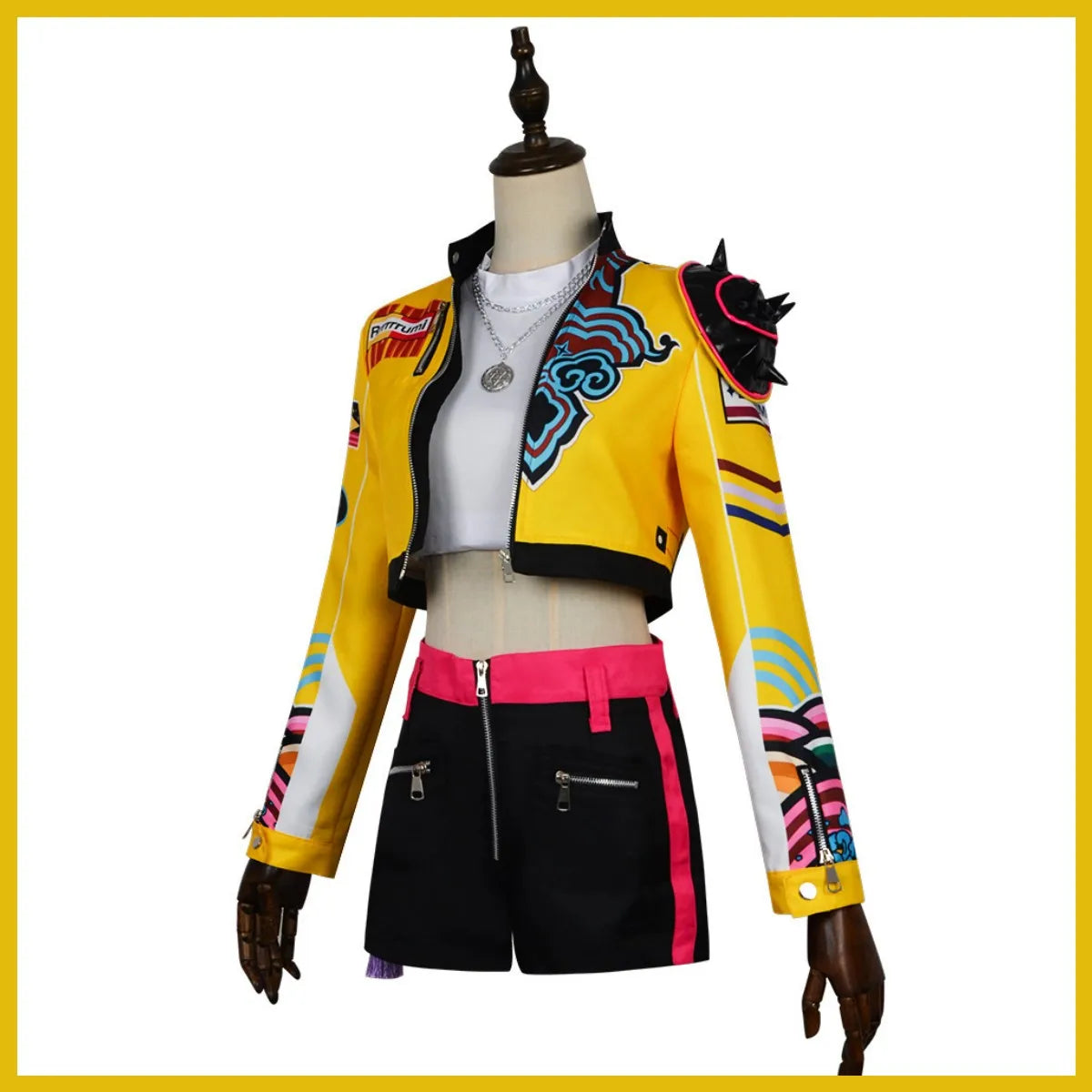 2025 New Anime Rumi Cosplay Costume Hunters Stage Clothing Yellow Coat Shorts Uniform Wig Woman Sexy Carnival Halloween Suit