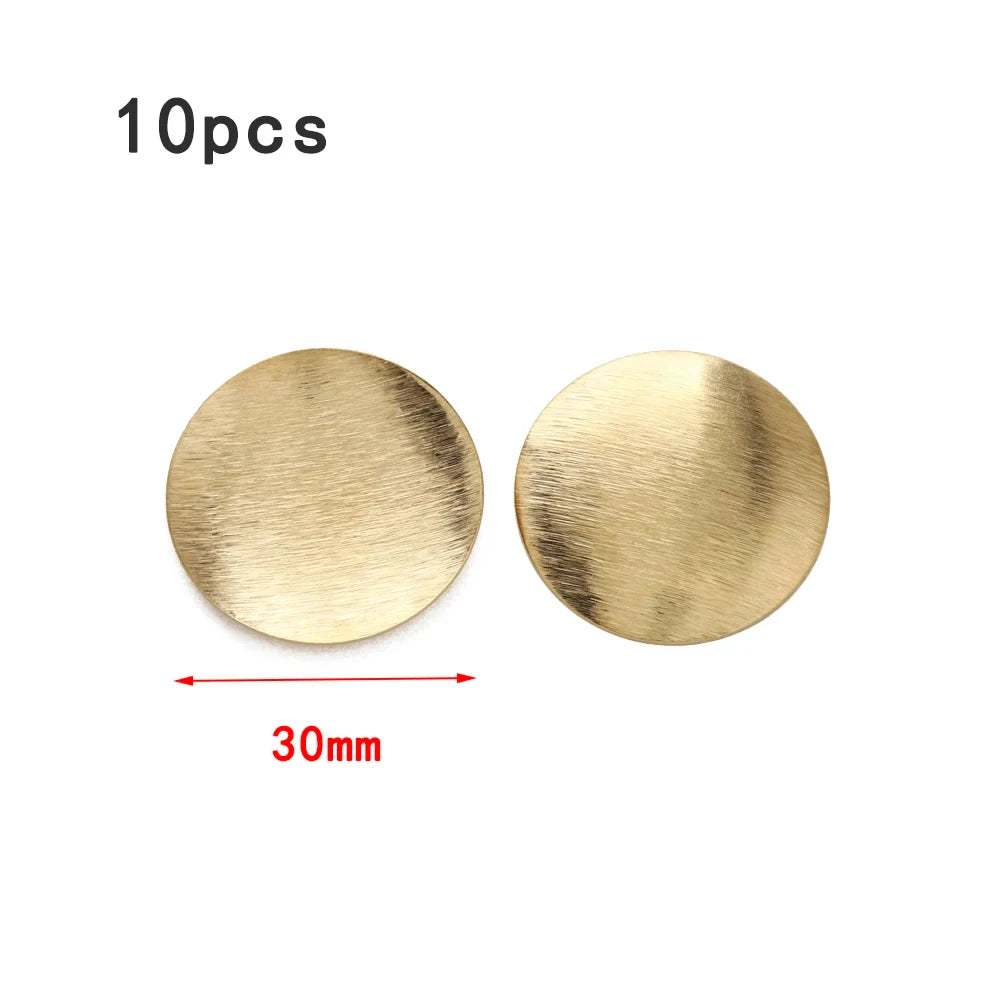 Raw Brass Brushed Round Convex Dome Discs Pendant Charms for Diy Hammered Jewelry Stud Earring Bracelet Necklace Making Findings