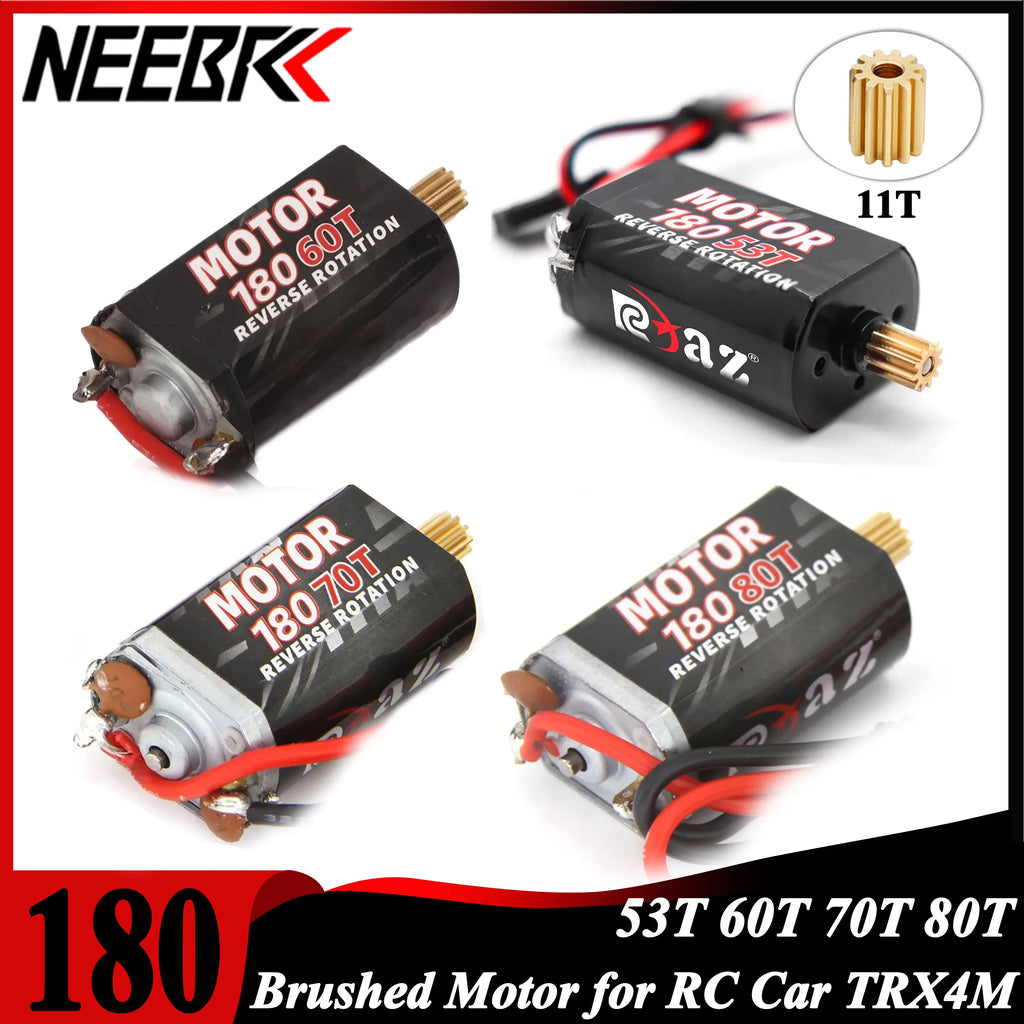 NEEBRC 180 Brushed Motor 53T 60T 70T 80T 11T Pinion Motor Gear for 1/18 RC Crawler Car Monster Climb TRX4M TRX4-M Upgrade Parts