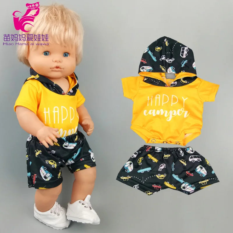 16 Inch Nenuco Doll Clothes T-shirt Short  for 40cm Ropa Y Su Hermanita 38cm Baby Doll Fashion Denim Shorts