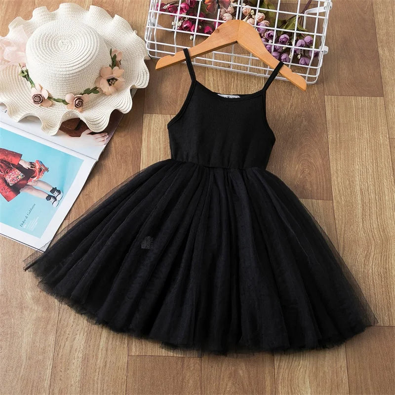 White Lace Cute Girl Princess Dress Fluffy Cake Dress For Girls Kids Wedding Party Birthday Tutu Gown Summer Sleeveless Vestidos