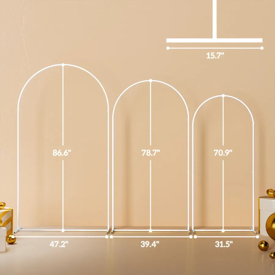 Metal Arch Backdrop Stand Set of 3 7 6.5 6 ft Wedding Arch Frame Balloon Backdrop Arch Stand Set for Birthday Party Bridal Sho