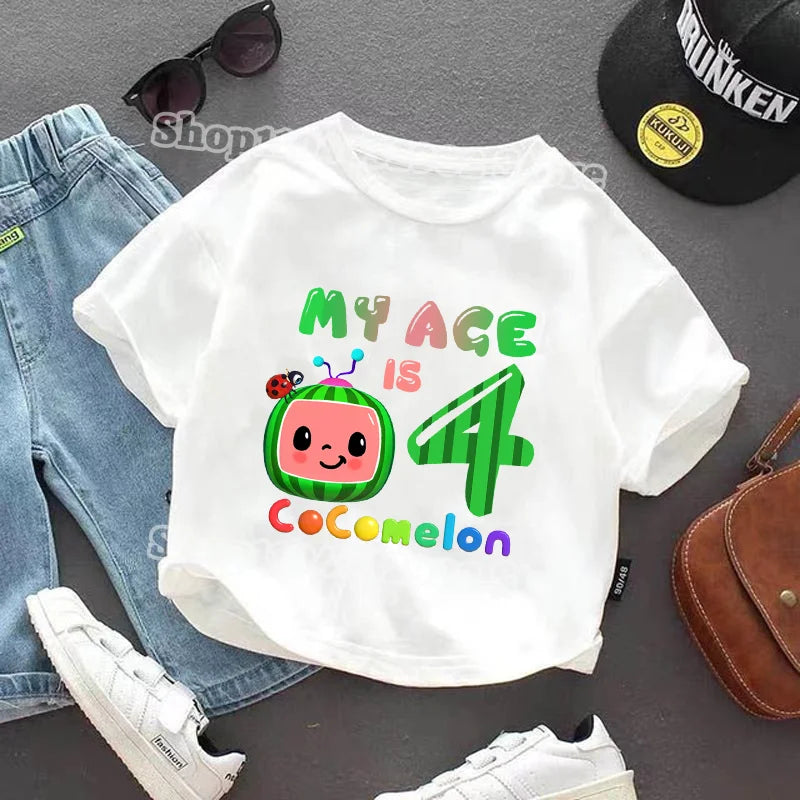 Cocomelons Kids T-shirts Boys Girls Baby Shower T-shirt Children Summer Cotton Clothes Cartoon Anime Pattern Tee Birthday Gifts