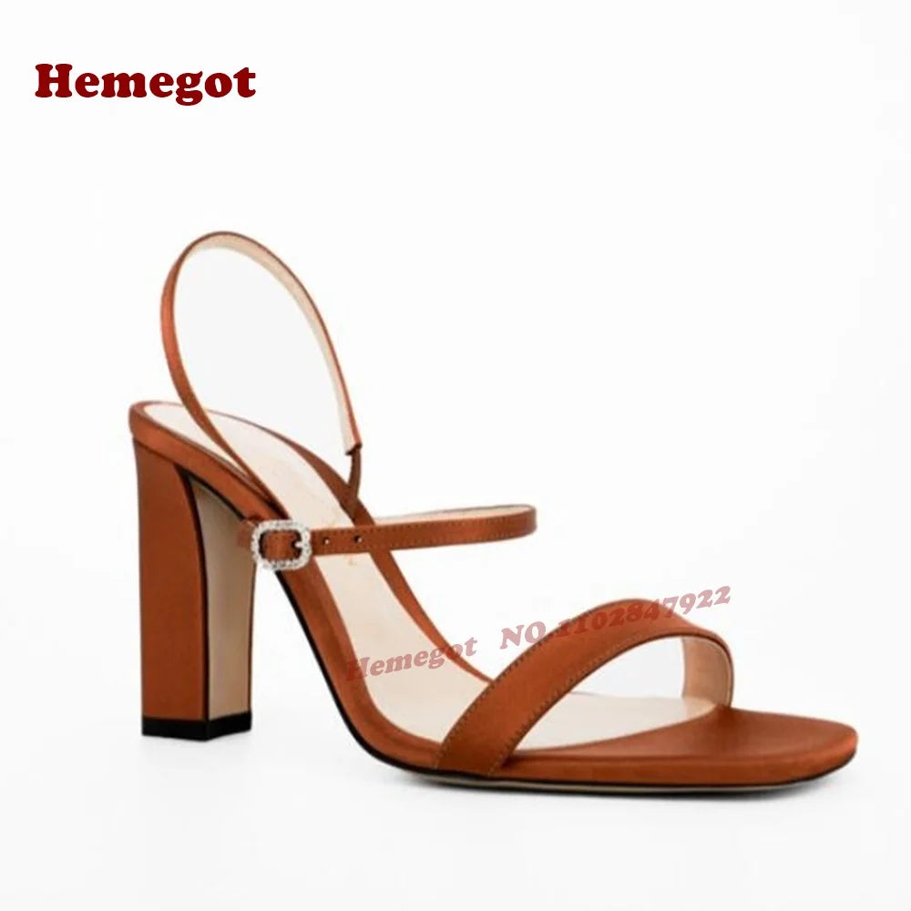 One Strap Buckled Chunky Heels Sandals Open Toe Slingback Women's Sandals 2025 New Arrival Summer Splicing Elegant Shoes Sexy