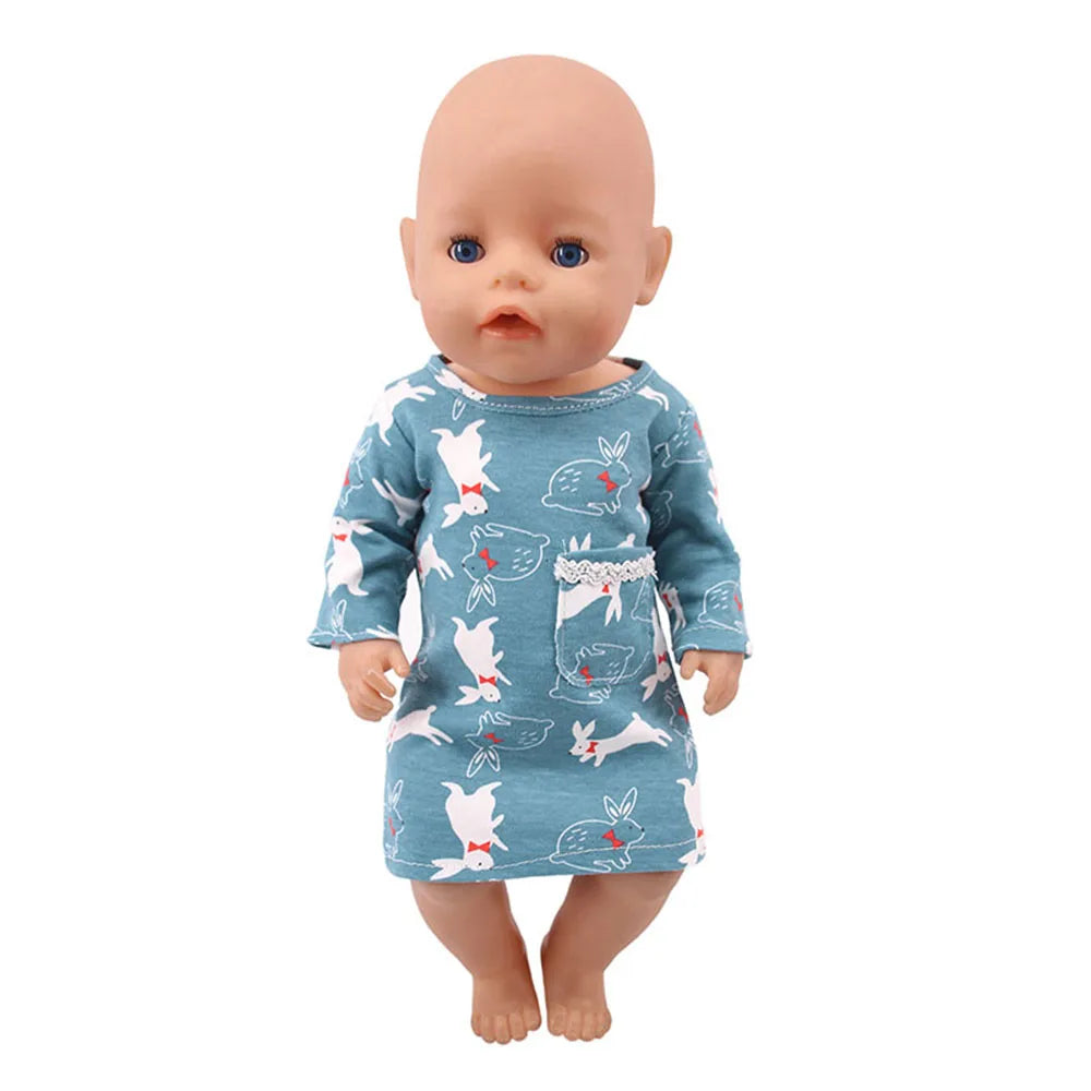 Doll Clothes Cartoon Animal Print Pajama Shirt For 18 inch American & 43Cm Reborn Baby OG Girl's Accessories Baby Clothes Gifts