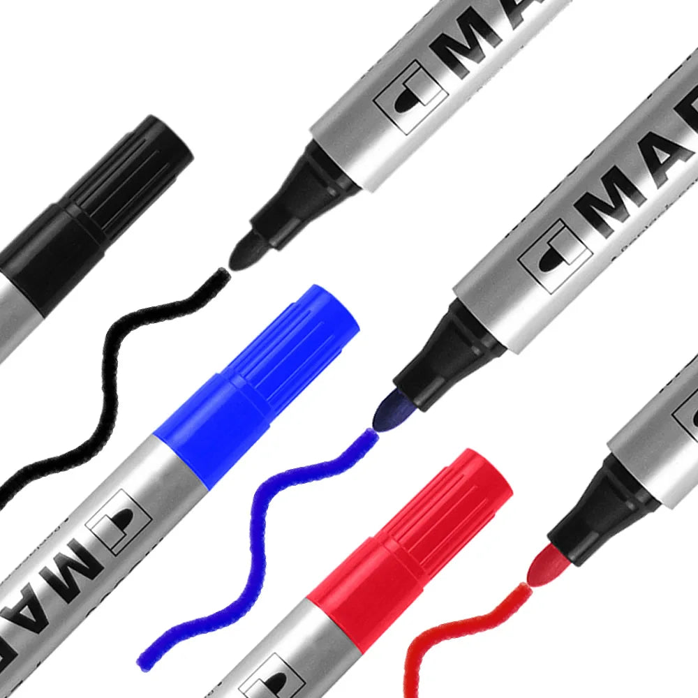 Permanent Paint Marker Pen Waterproof Black Pen for Tyre Oily Markers Quick Drying Signature Pen Stationery Supplies