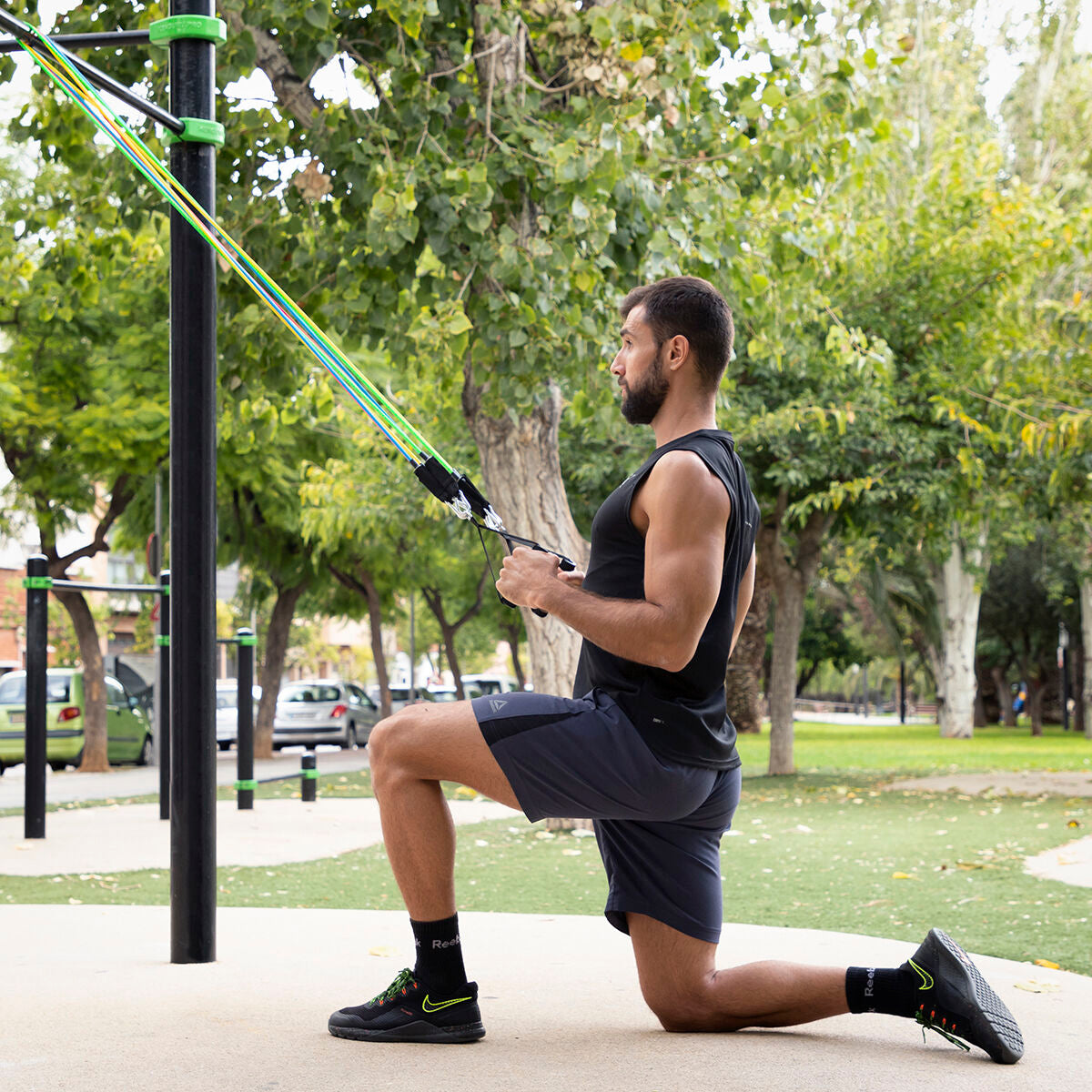 Resistance Bands & Abs Machine Set with Accessories & Exercise Guide