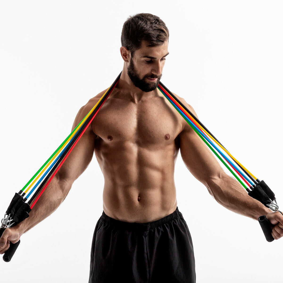 Resistance Bands & Abs Machine Set with Accessories & Exercise Guide