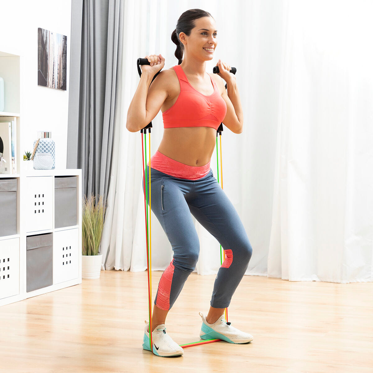 Resistance Bands & Abs Machine Set with Accessories & Exercise Guide
