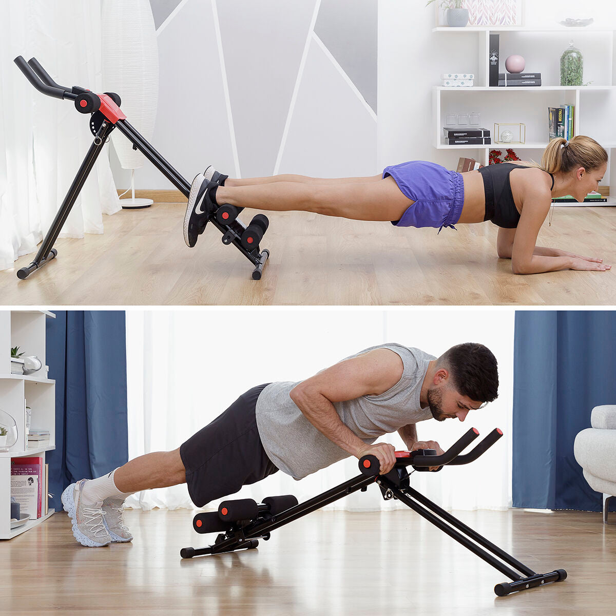 Pack Foldable Abdominal Machine with Exercise Guide and Sports Sauna