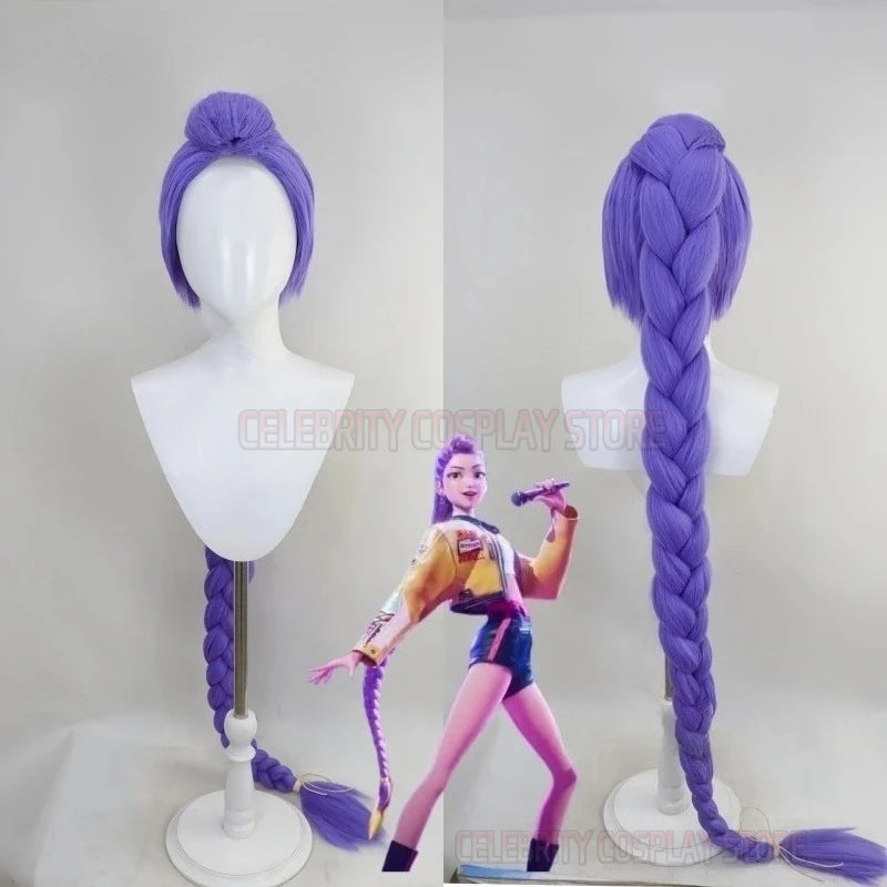 2025 Movie K-Pop Rumi Demon Hunters Stage Lumi Mira Zoe Cosplay Purple Long Wig Braid Hair Hallowen Girl Group Idol