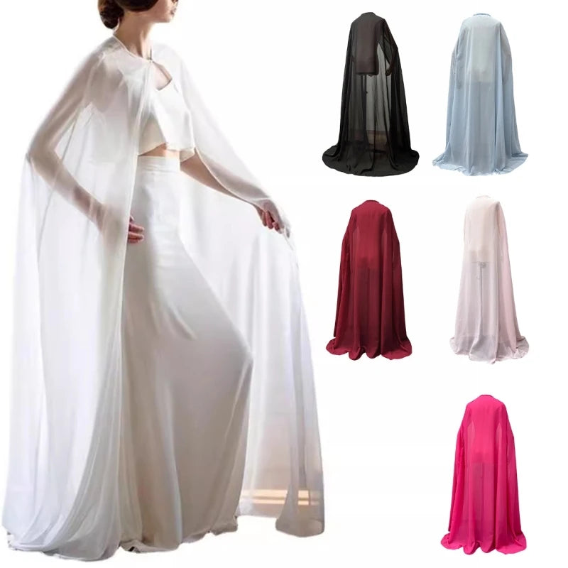 E15F Bridal Wraps Cathedral Length Wedding Cloak Halloween Cosplay Costume for Anime Show Bridal Wedding Capes Shawl