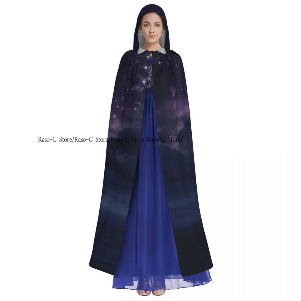 Starry Sky In The Open Sea Abstract Background Hooded Cloak Polyester Unisex Witch Cape Costume Accessory