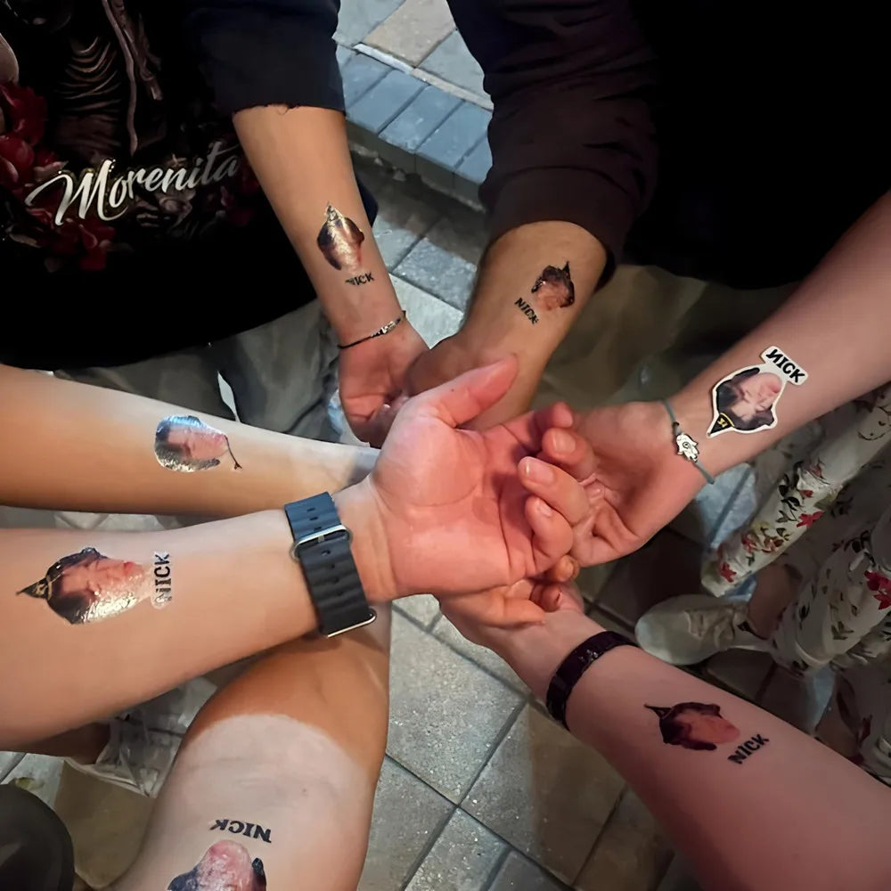 Custom Face Tattoos, Birthday Tattoos, Custom Temporary Tattoos, Party Favor, Tattoo Gift, Milestone Birthday, Christmas Hallowe