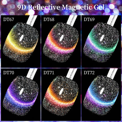 9D Reflective Magnetic Gel Nail Polish 7ml Shiny Glitter Cat Eye Nail Gel Varnishes Semi Permanent Soak Off UV Gel Nail Art