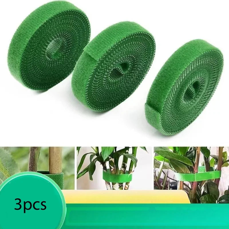 3 Rolls Green Garden Twine Plant Ties Nylon Plant Bandage Garden Hook Loop Bamboo Cane Wrap Support Garden Accessories