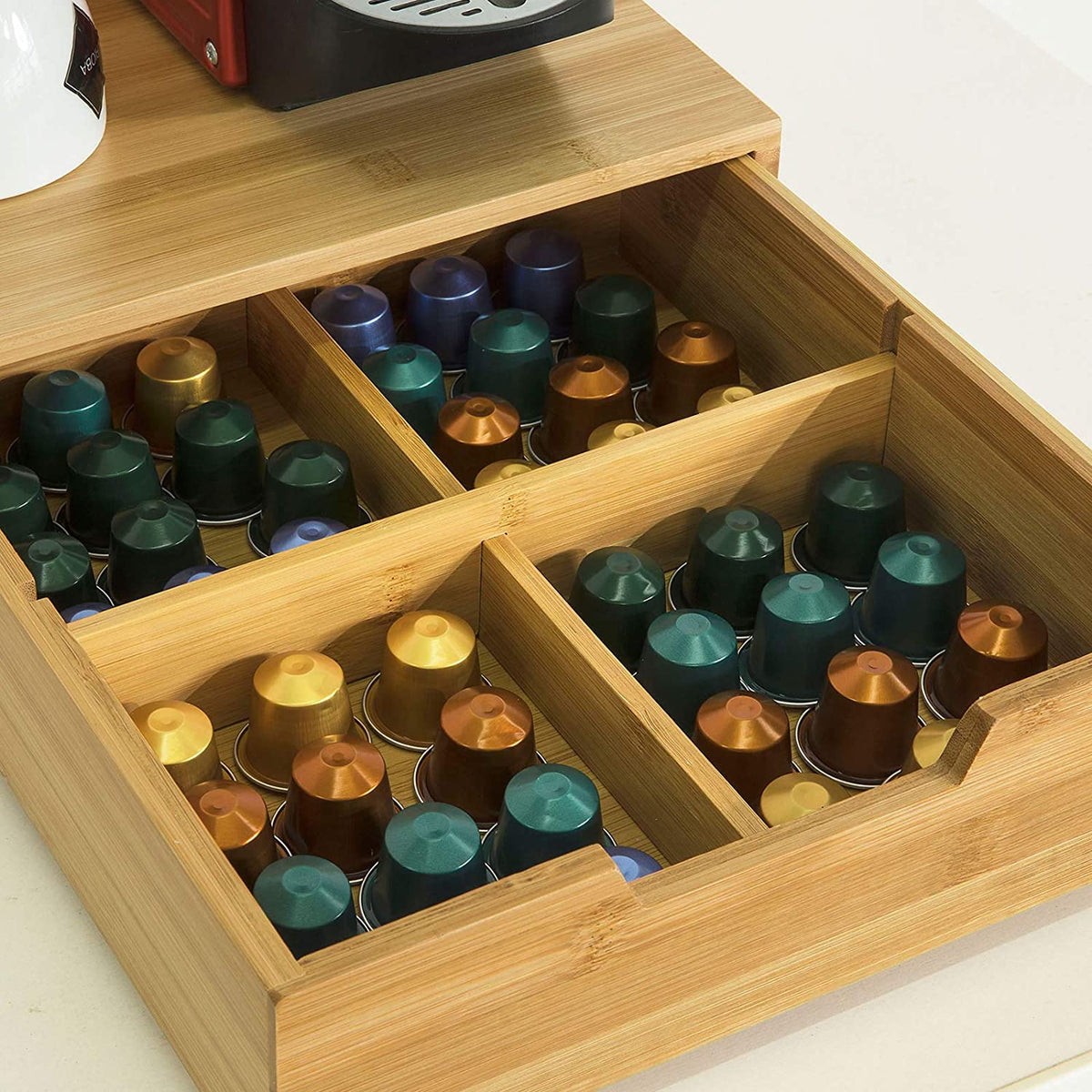 VIKUS Coffee Machine Stand and Storage Box for Coffee Capsules and Tea