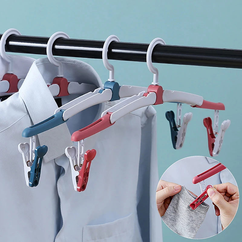 1 Pcs Colorful Travel Hangers Portable Foldable Clothes Hangers Travel Accessories Foldable Baby Clothes Drying Rack