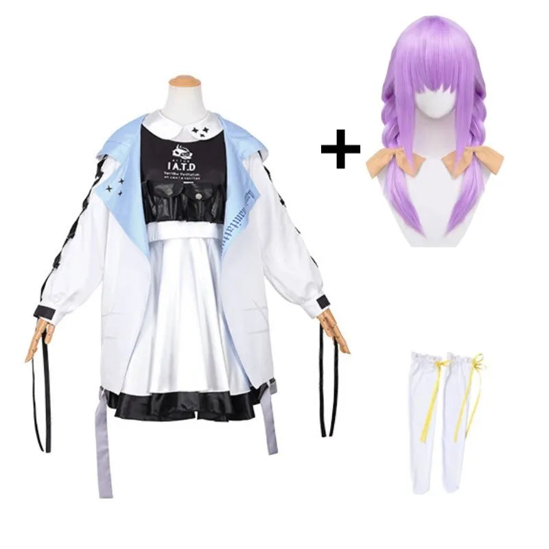 Blue Archive Hakari Atsuko Cosplay Costume Wig Headwear Women Carnival Halloween Carnival Party Roleplay Outfits Purple Hair