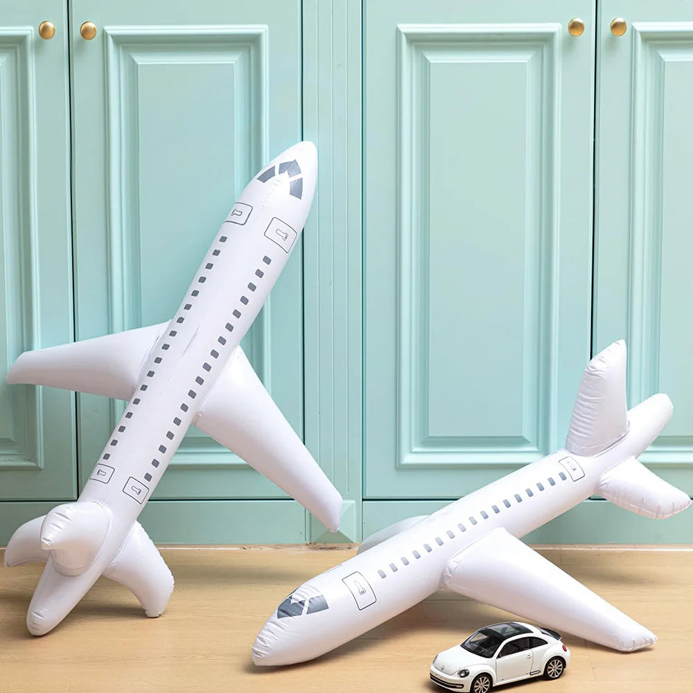 1m White Large Inflatable Airplane Balloons Inflatable Airplane Aviation Themed Birthday Outdoor Party Decorations Gifts Toys