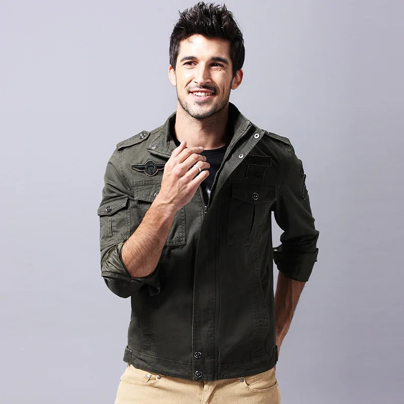 Men's Jacket Workwear Style Regular Length Loose Fit Chinese Brand Outdoor Flight Special Forces Uniform Large Size Casual Coat