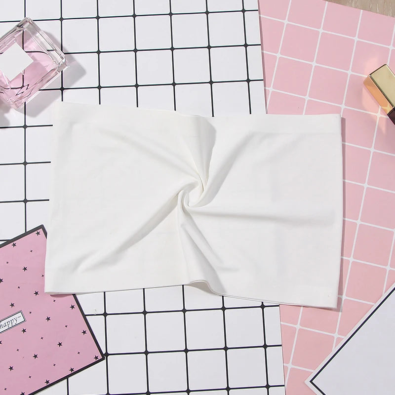 One Piece Sexy Tube Tops Women Strapless Push Up Bra Lingerie Ice Silk Thin Seamless Word Sling Black White Bralette Top