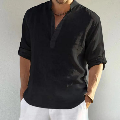 Men's Casual Fashion Long Sleeve Linen Shirt Stylish Comfortable Breathable Men's Clothing
