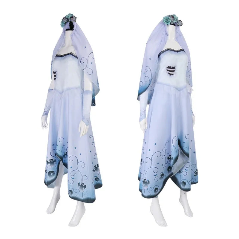 Halloween Costumes Corpse Emily Cosplay Dresses Ghost Bride Emily's Wedding Dress Horror Movie Party Women's Dressing Up