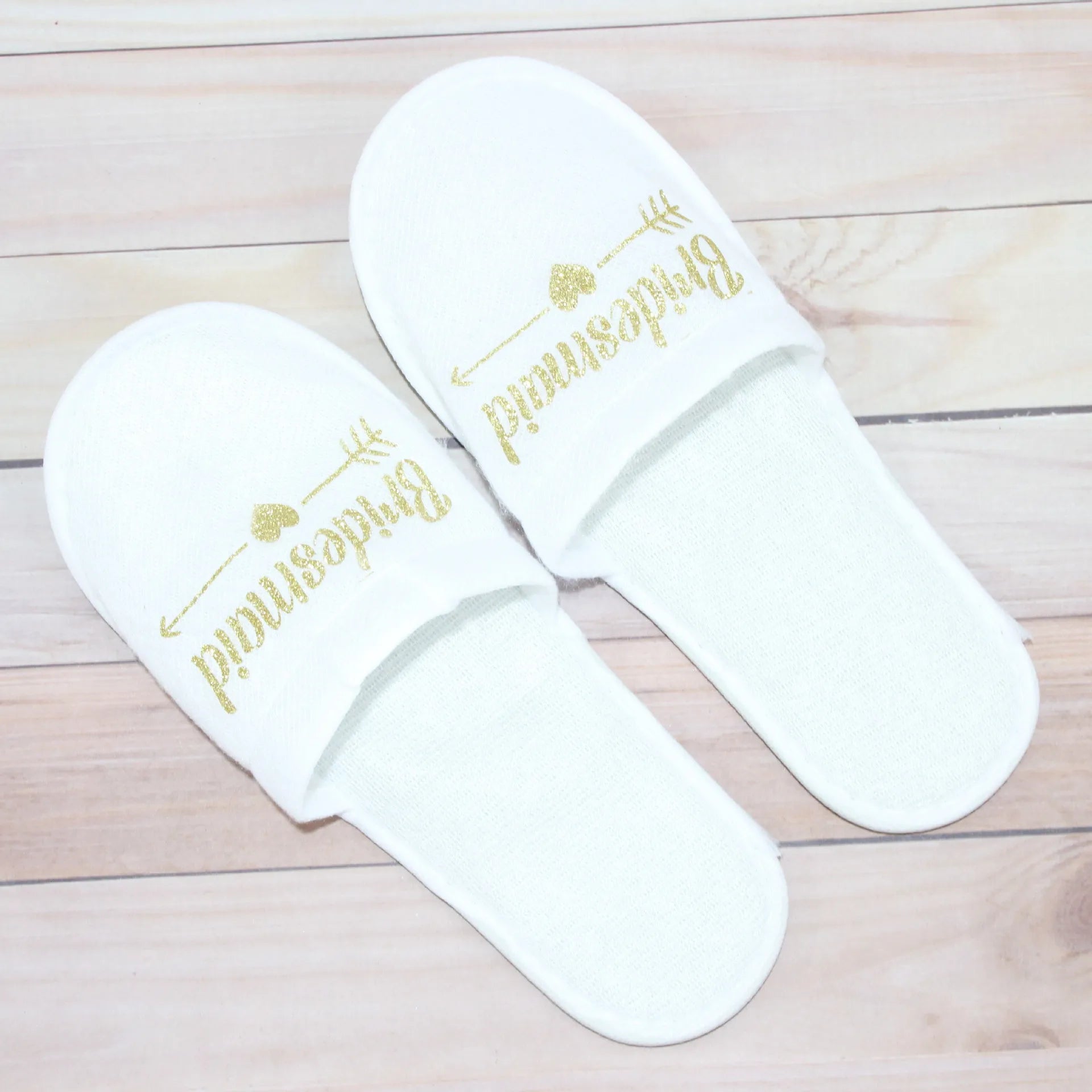 20 Pairs Bride & Bridesmaid, Wedding Party Guests Home Slip on Shoes Bridal Party Slippers Open-toe with Golden, Red and Black