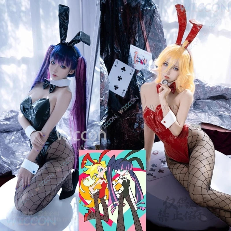 Bunny Girl Jumpsuit Sexy Anime Panty && Stocking Cosplay Panty Anarchy Costume With Garterbelt Full Set Outfits Women Customized