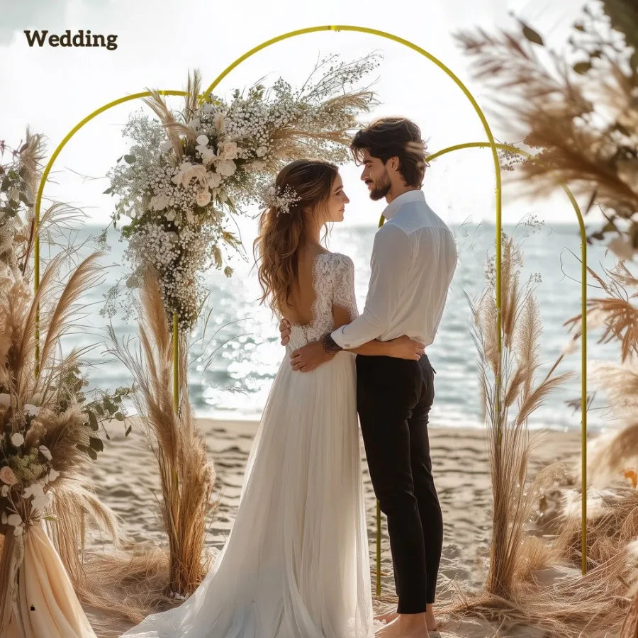 Metal Arch Backdrop Stand Set of 3 7 6.5 6 ft Wedding Arch Frame Balloon Backdrop Arch Stand Set for Birthday Party Bridal Sho