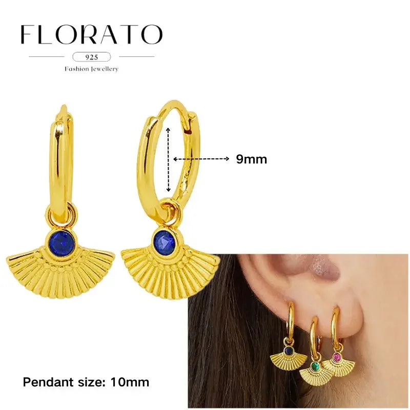 925 Sterling Silver Ear needle European And American Style Hoop Earrings Round square Pendientes Fashion For Women Birthday Gift