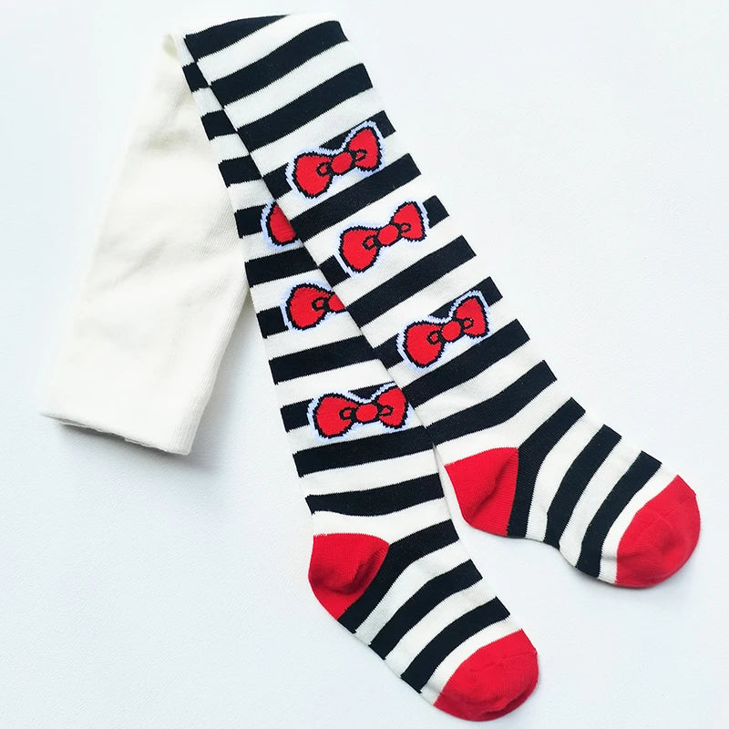 2025 New Spring Girls Color Bows Tights Kids Stockings  Autumn Baby Girl Clothes  Tights for Girls  Striped Pantyhose