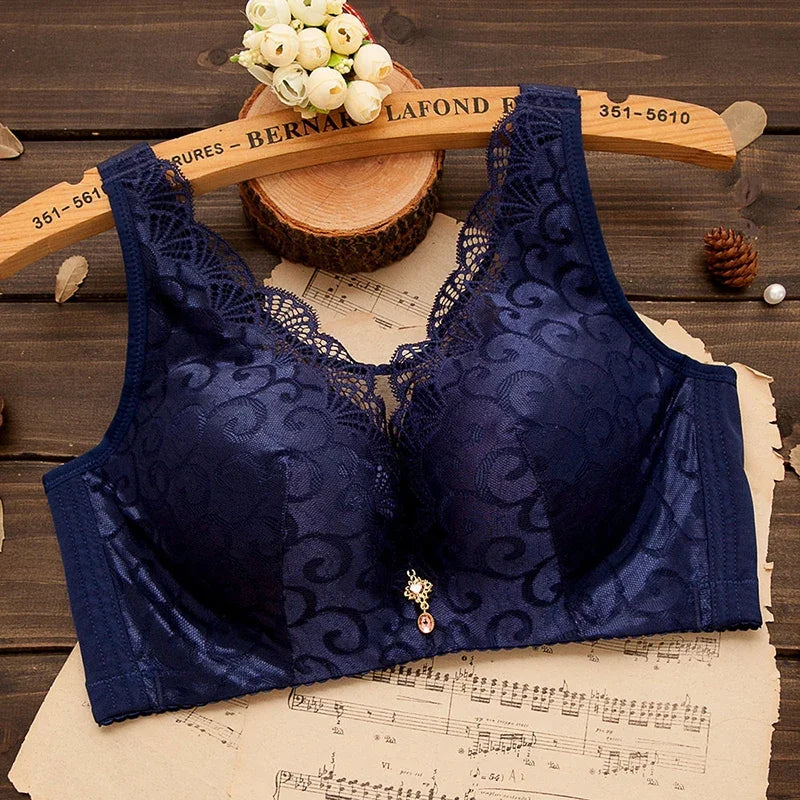 Pushup Bras Plus Size Bralette Women Lingerie Wireless Underwear Lace Brassiere Bralette for Female C Cup Thin Black Bra